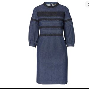 NEW Banana Republic Size 8 Pintuck & Lace Shift Denim Dress NWT